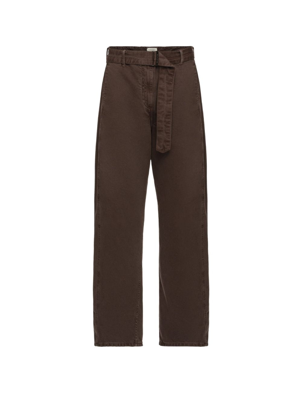 Jeans a vita alta con cintura in marrone 