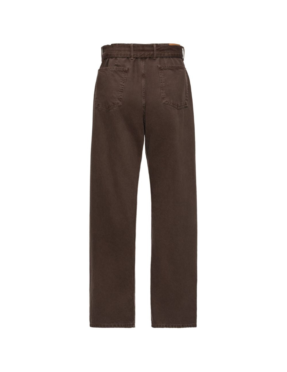 Jeans a vita alta con cintura in marrone 