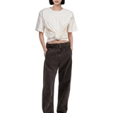 Jeans a vita alta con cintura in marrone 