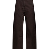 Jeans a vita alta con cintura in marrone 