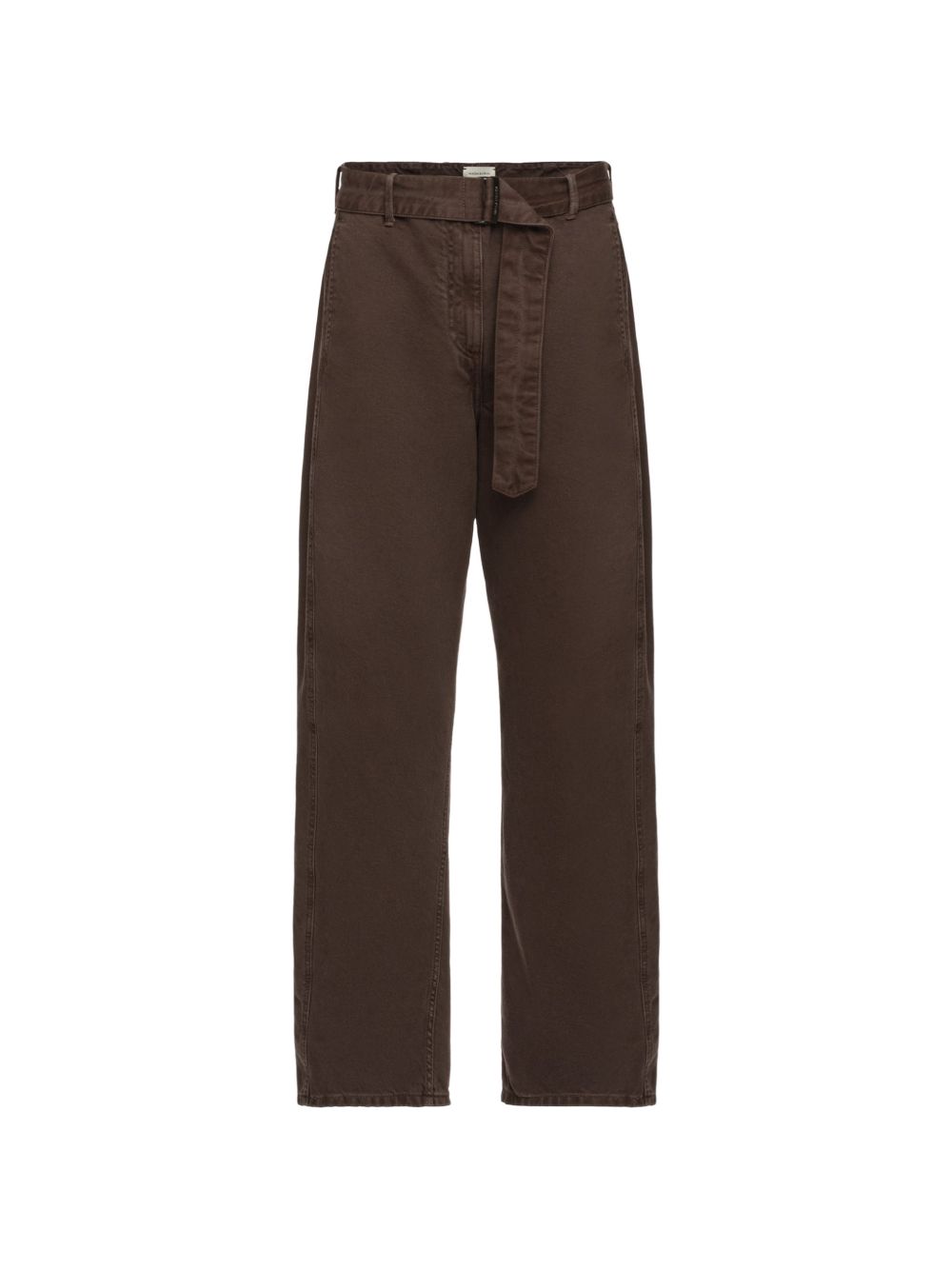 Jeans a vita alta con cintura in marrone 