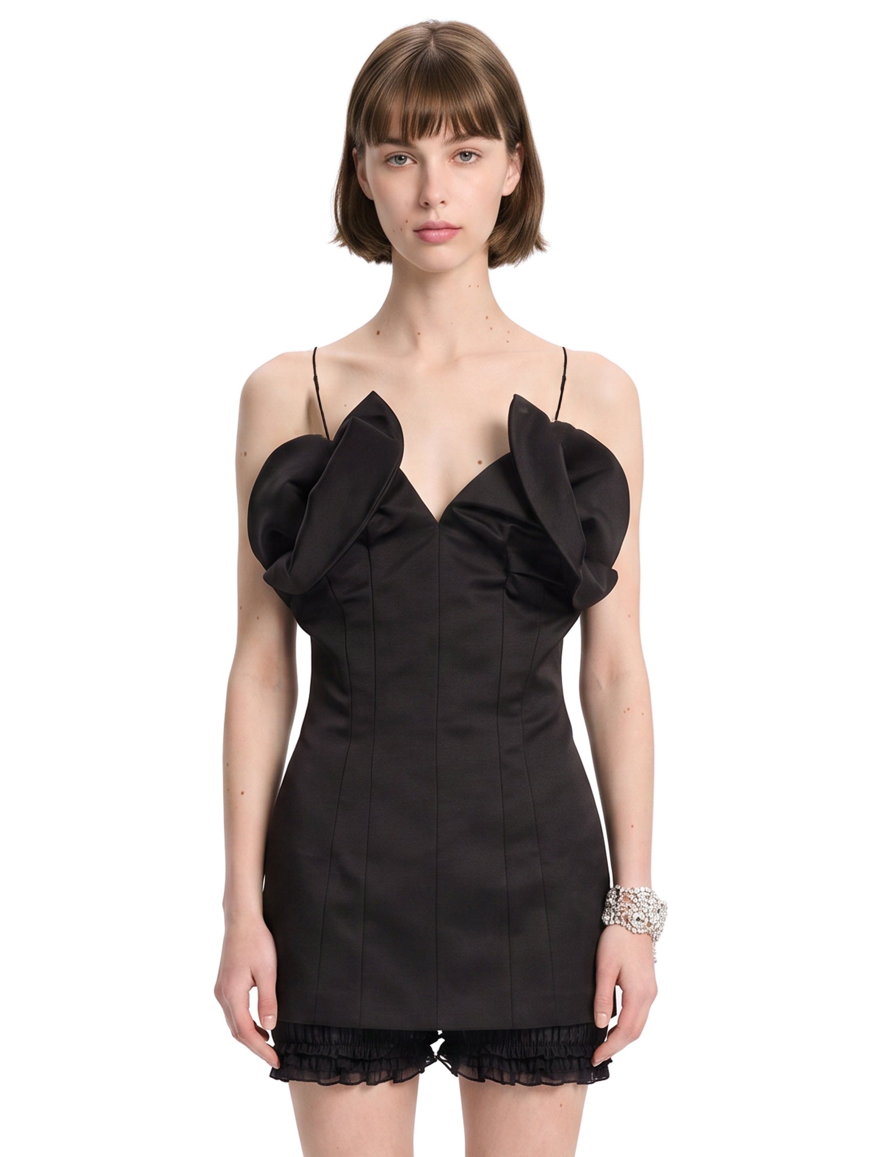 Top con design a corsetto in nero 