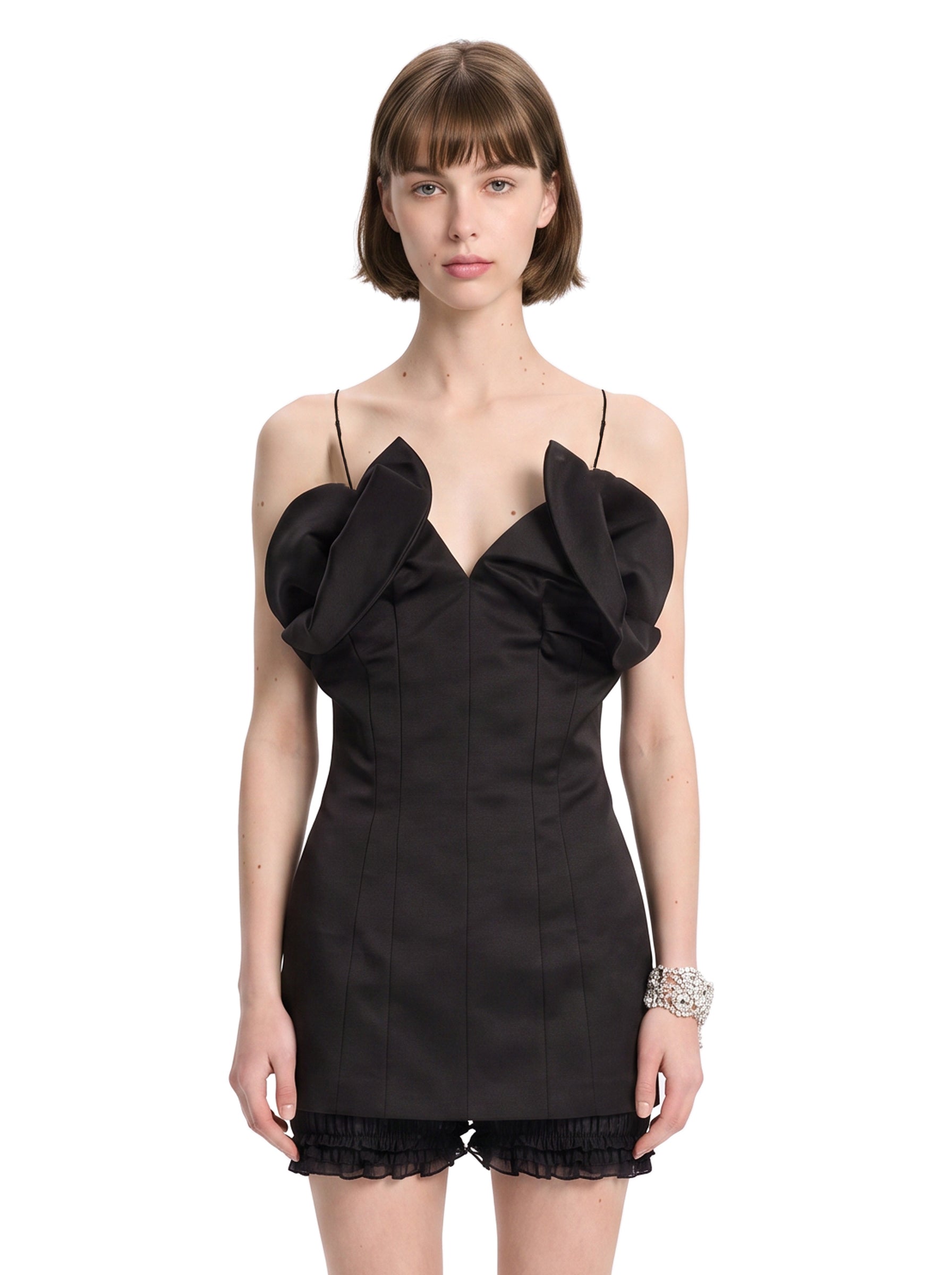 Top con design a corsetto in nero 