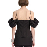 Top con design a corsetto in nero 