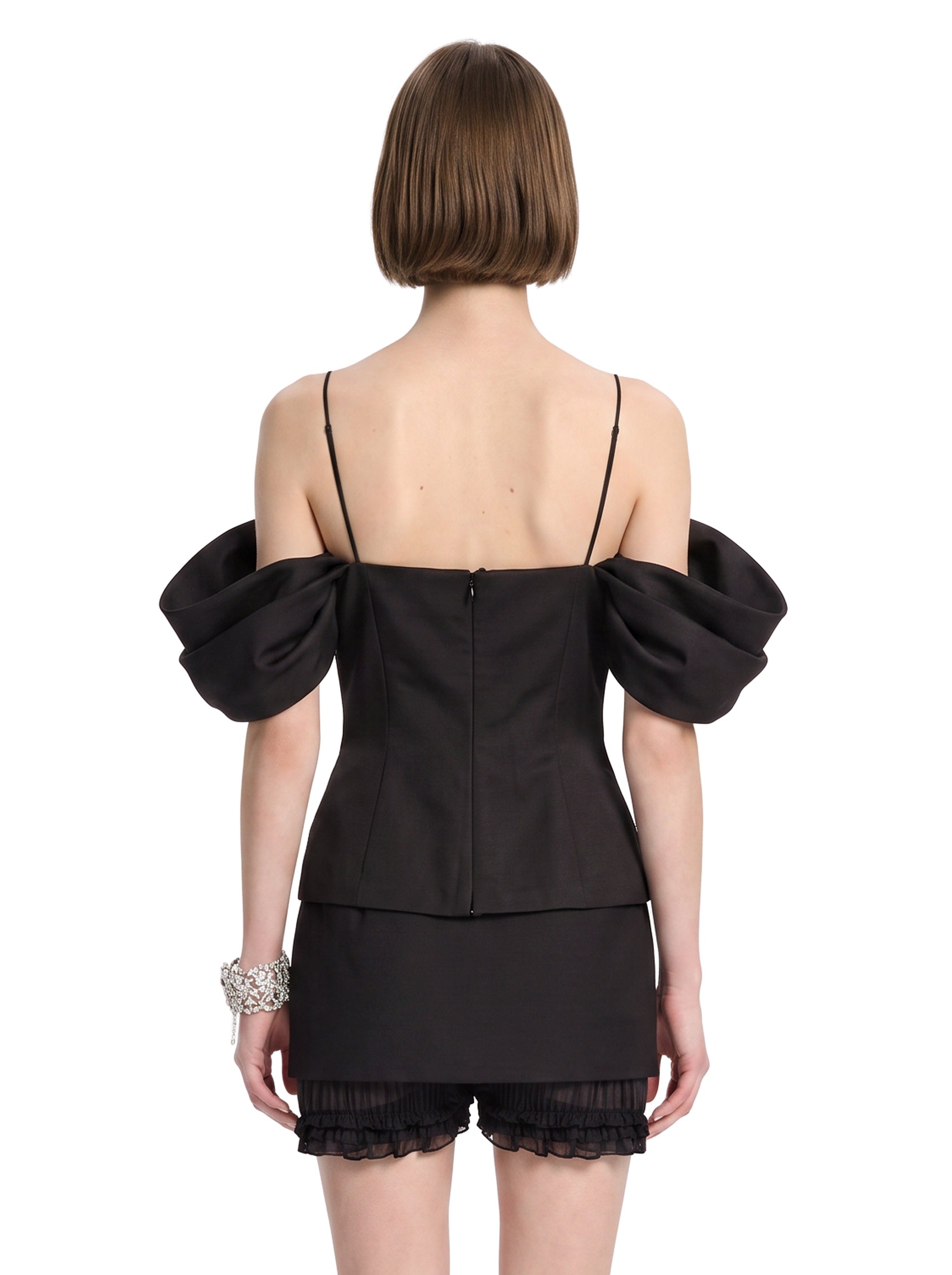 Top con design a corsetto in nero 