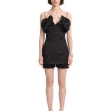 Top con design a corsetto in nero 