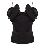 Top con design a corsetto in nero 