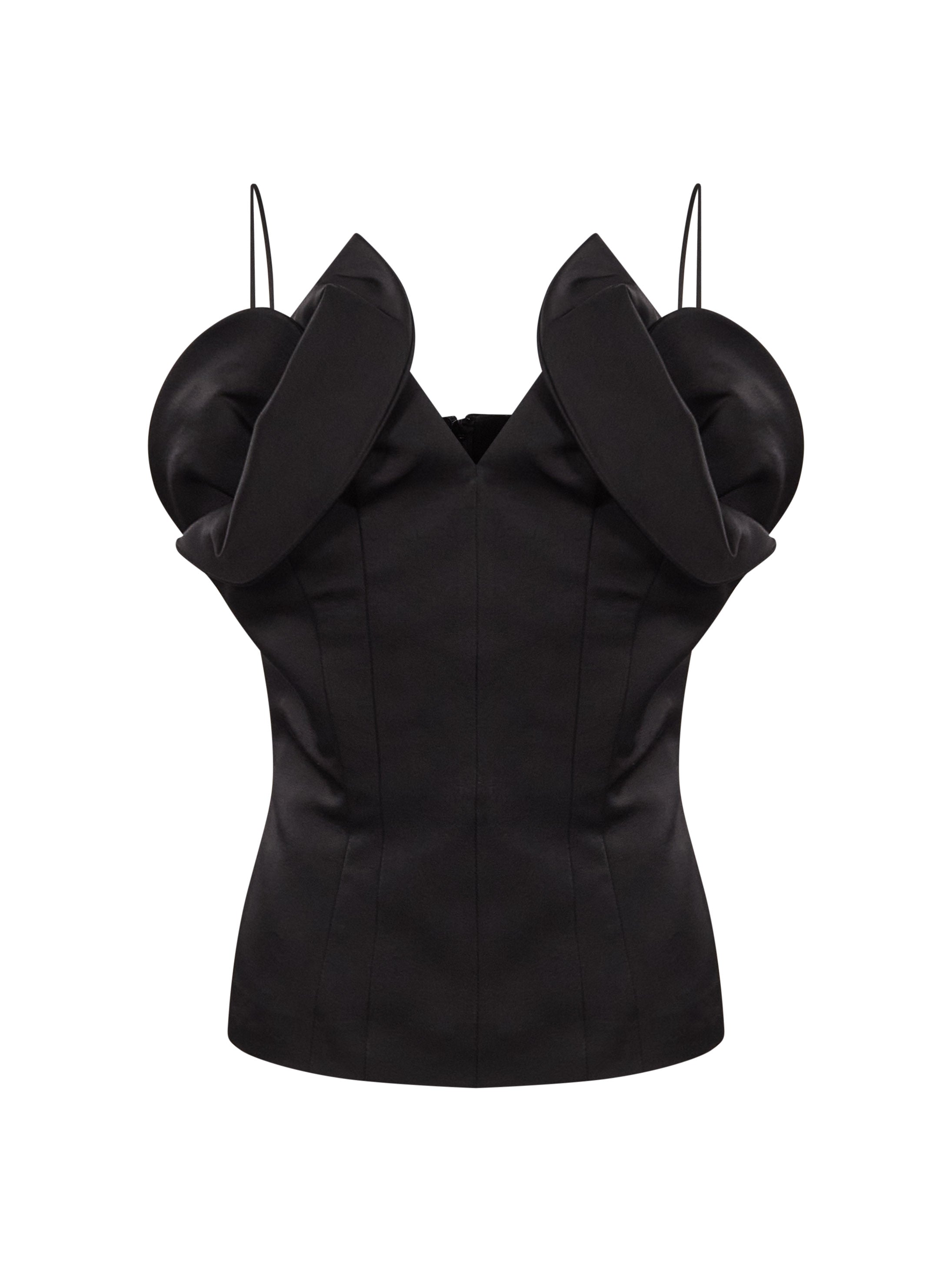 Top con design a corsetto in nero 