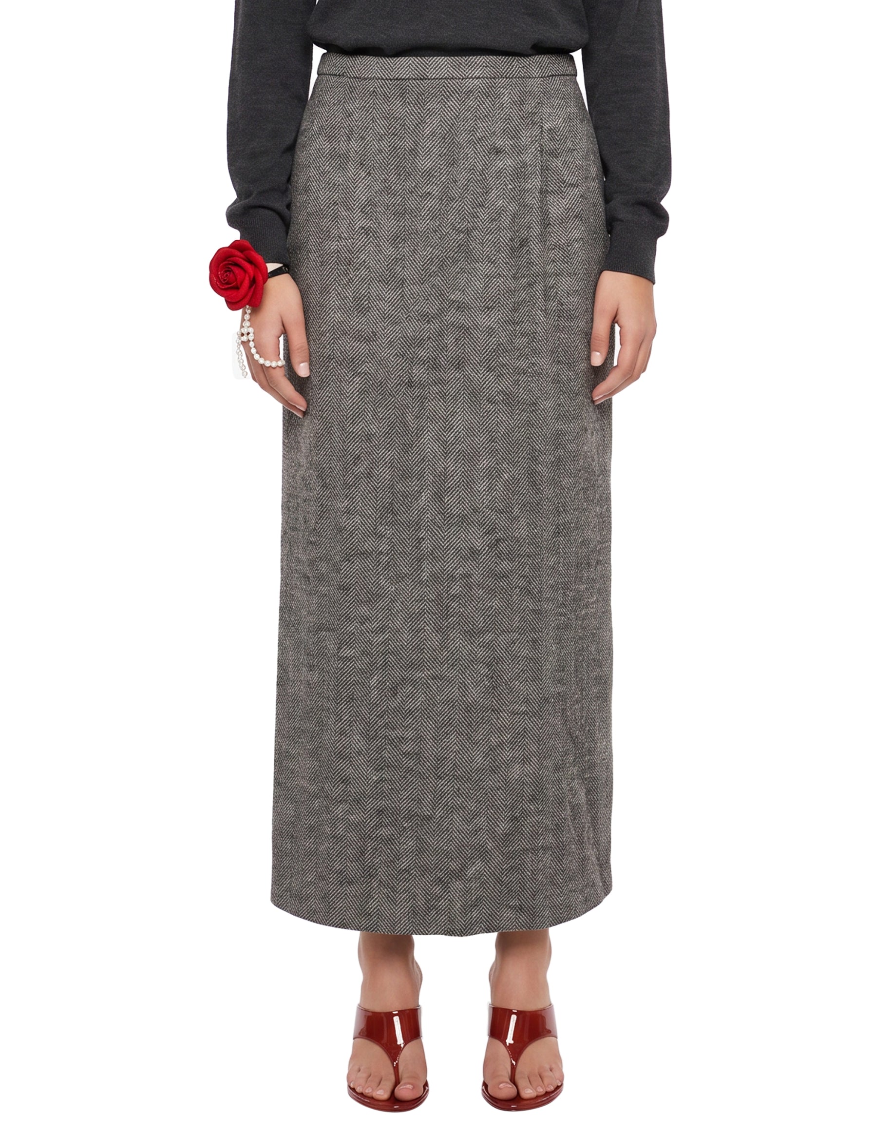 Gonna lunga in lana in grigio 
