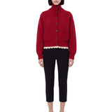 Cardigan a collo alto in rosso 