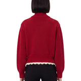 Cardigan a collo alto in rosso 