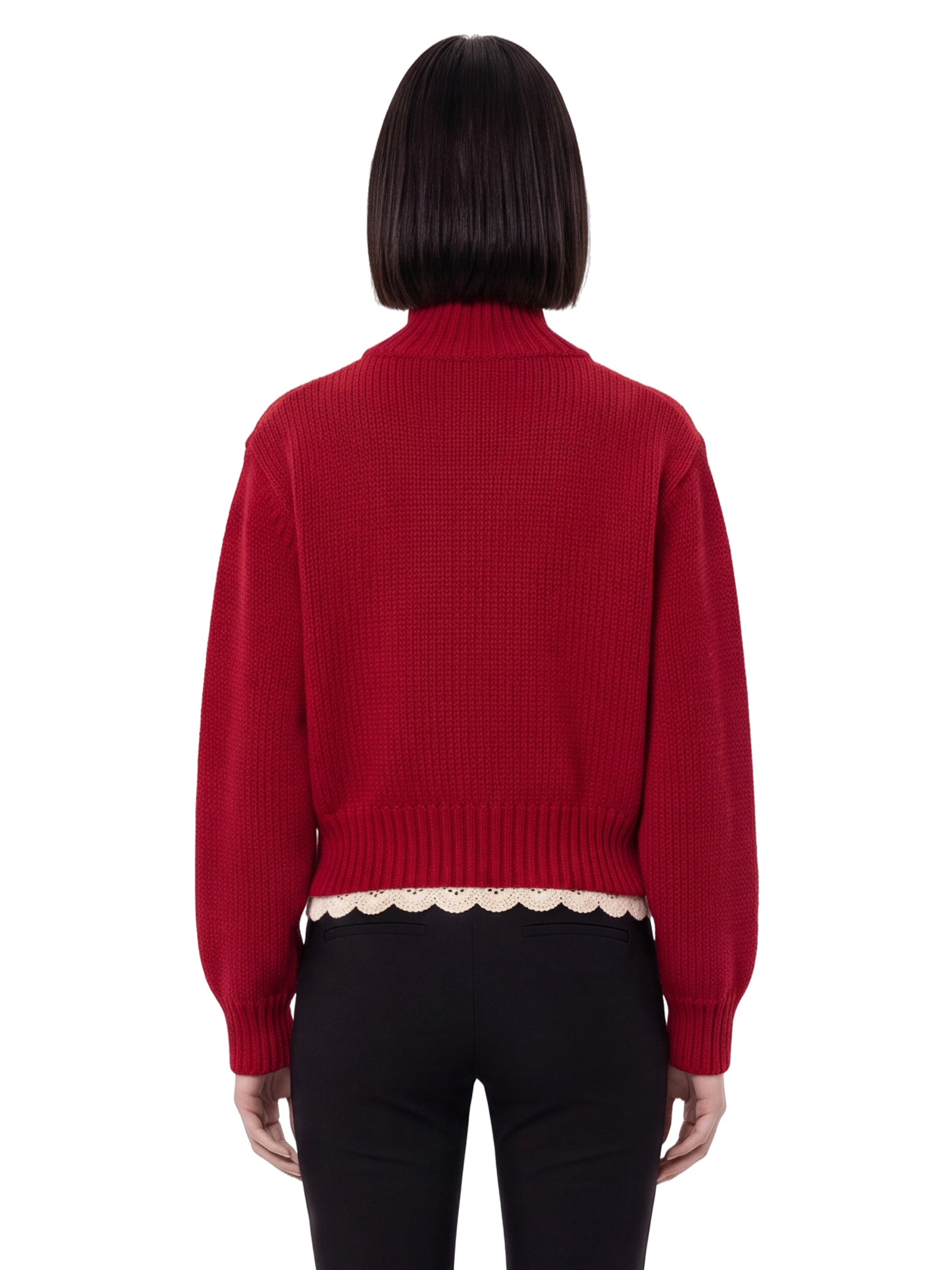 Cardigan a collo alto in rosso 
