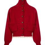 Cardigan a collo alto in rosso 