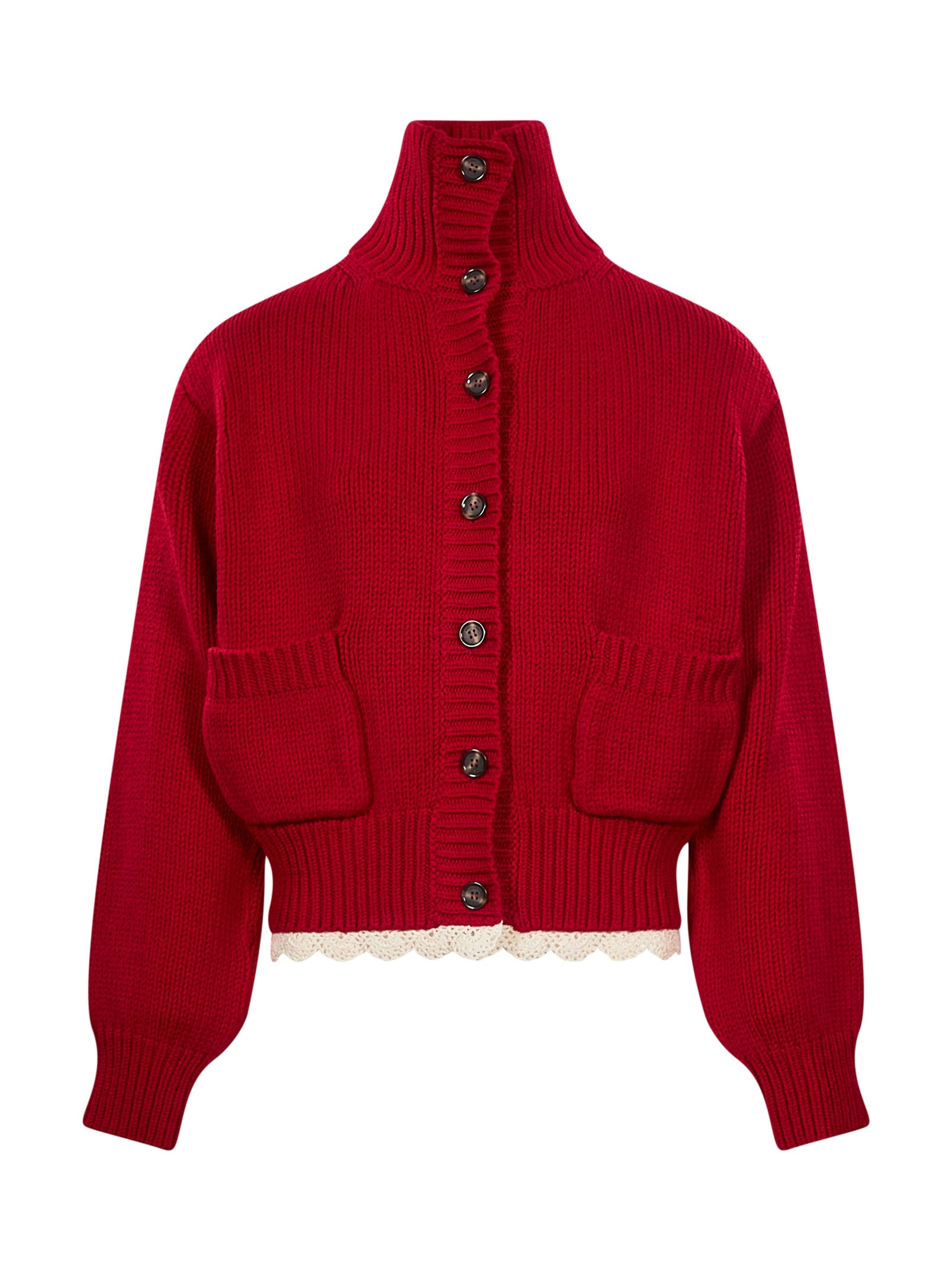 Cardigan a collo alto in rosso 