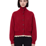 Cardigan a collo alto in rosso 