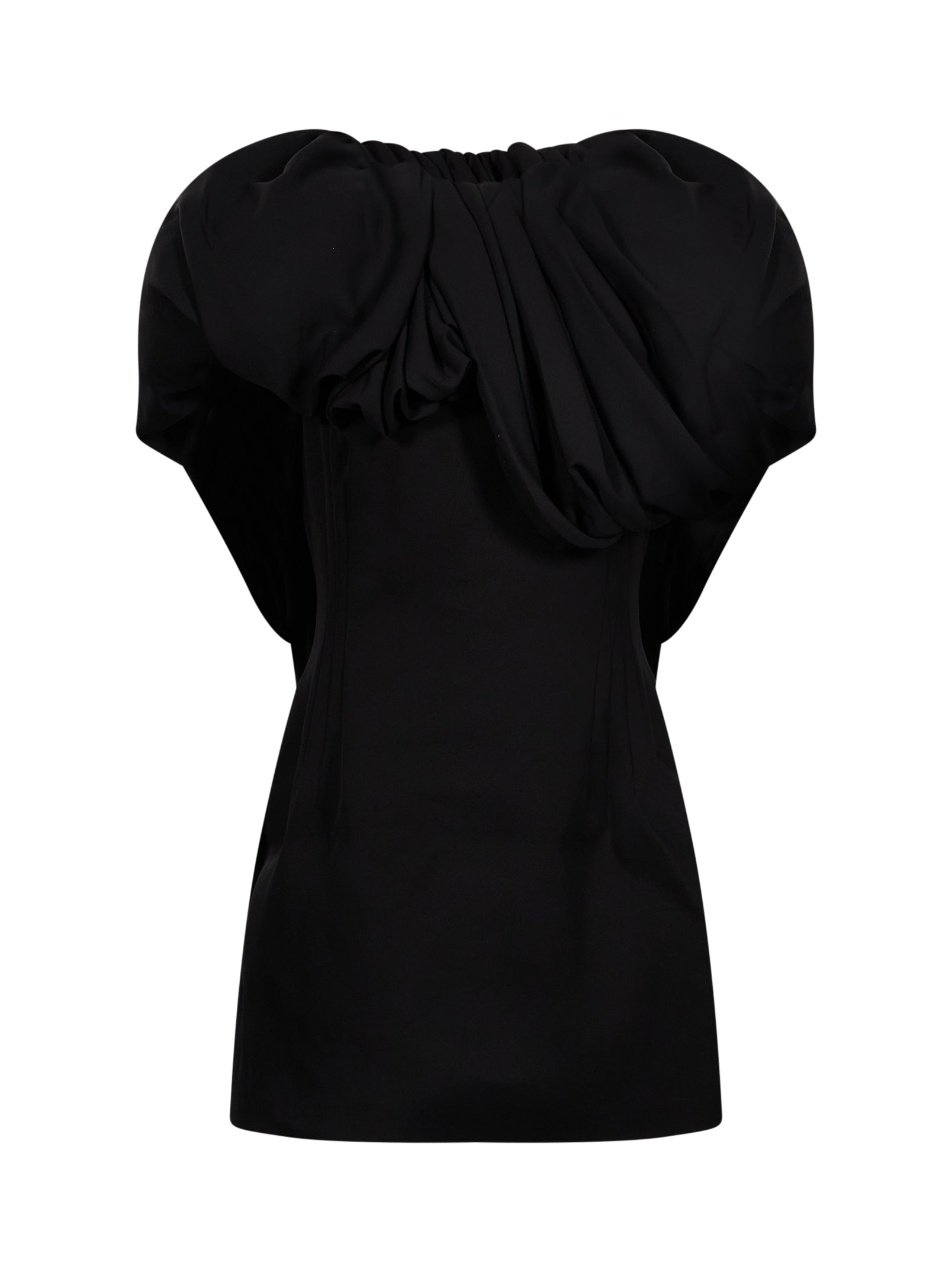 Abito con scollo voluminoso in nero 