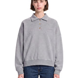 Felpa con colletto stile polo in cotone in grigio 
