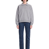 Felpa con colletto stile polo in cotone in grigio 