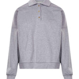 Felpa con colletto stile polo in cotone in grigio 