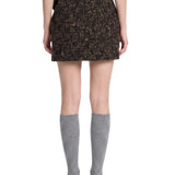 Gonna mini con dettaglio floreale in marrone 