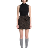 Gonna mini con dettaglio floreale in marrone 
