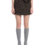 Gonna mini con dettaglio floreale in marrone 
