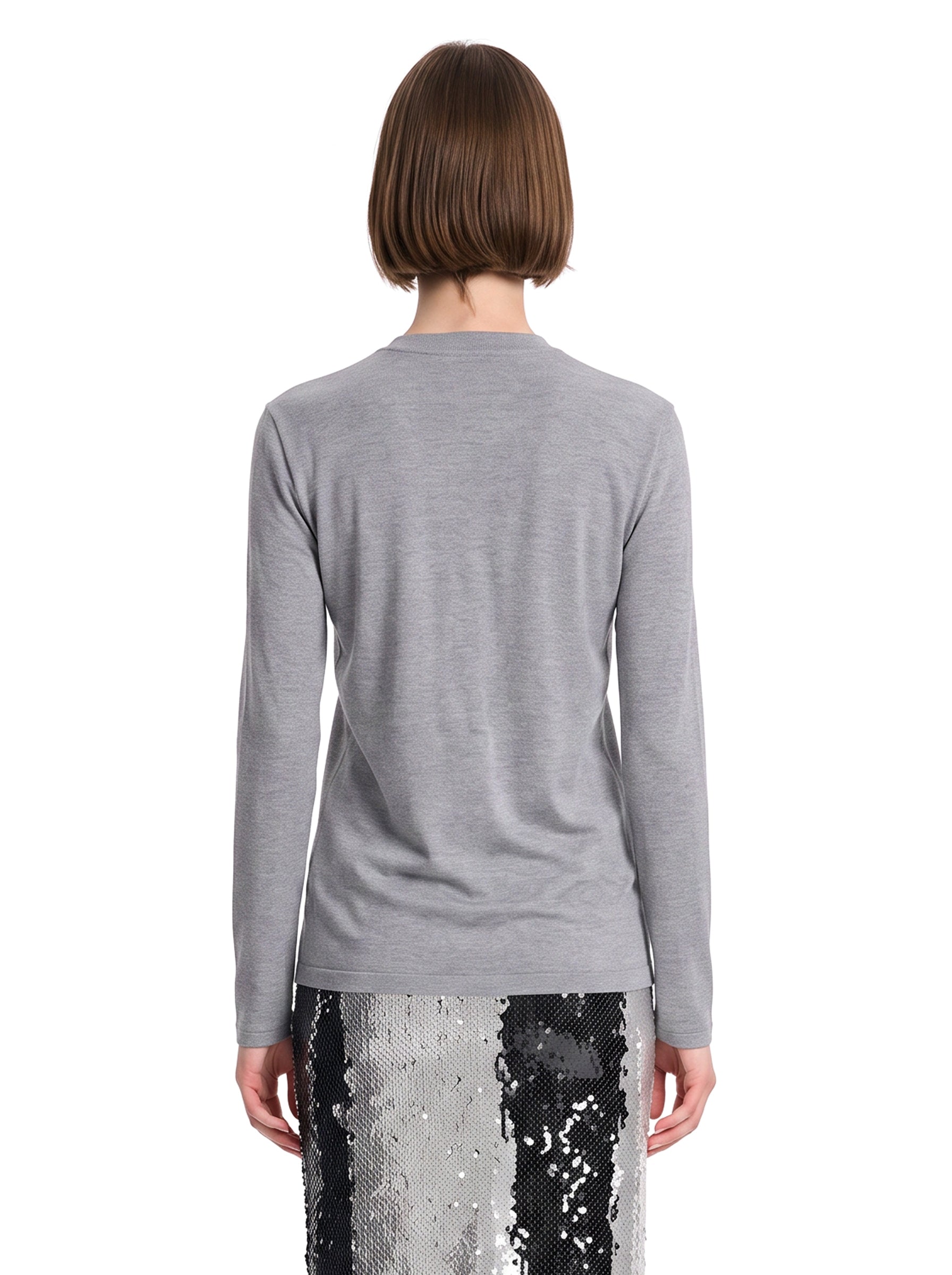 Top cropped in jersey di misto cotone in grigio 