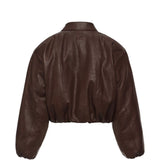 Giacca bomber cropped in marrone 