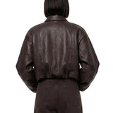 Giacca bomber cropped in marrone 