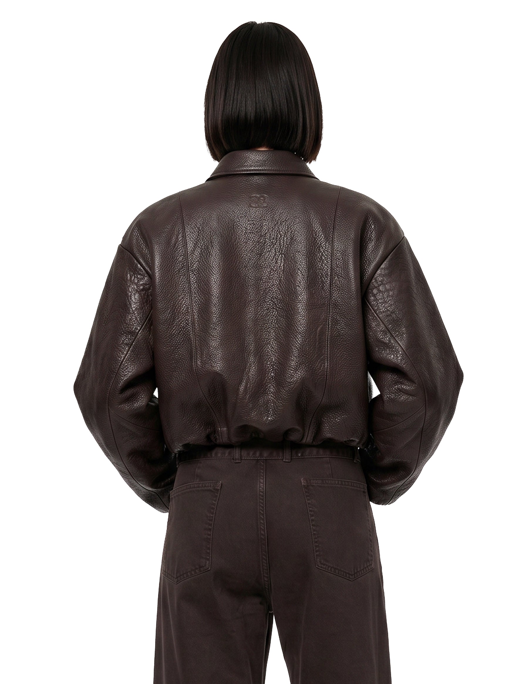 Giacca bomber cropped in marrone 