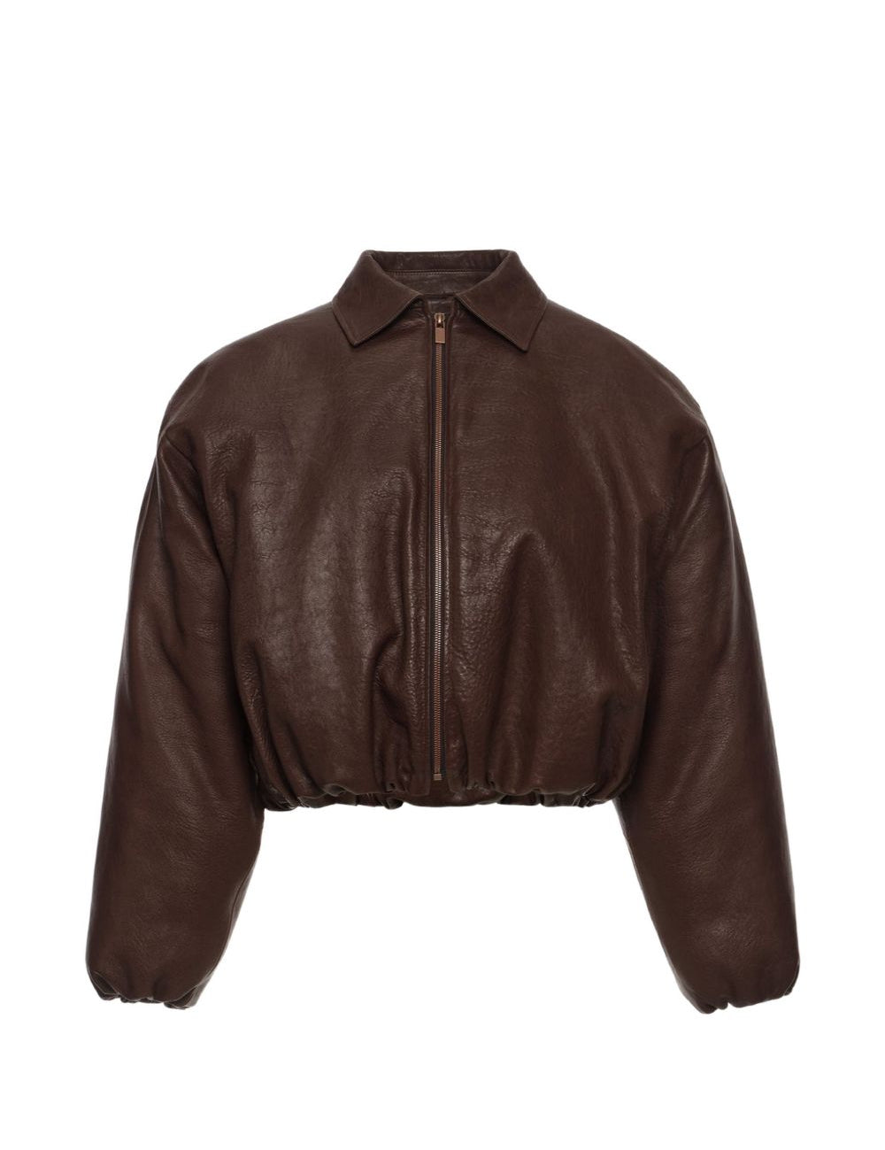 Giacca bomber cropped in marrone 