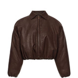 Giacca bomber cropped in marrone 