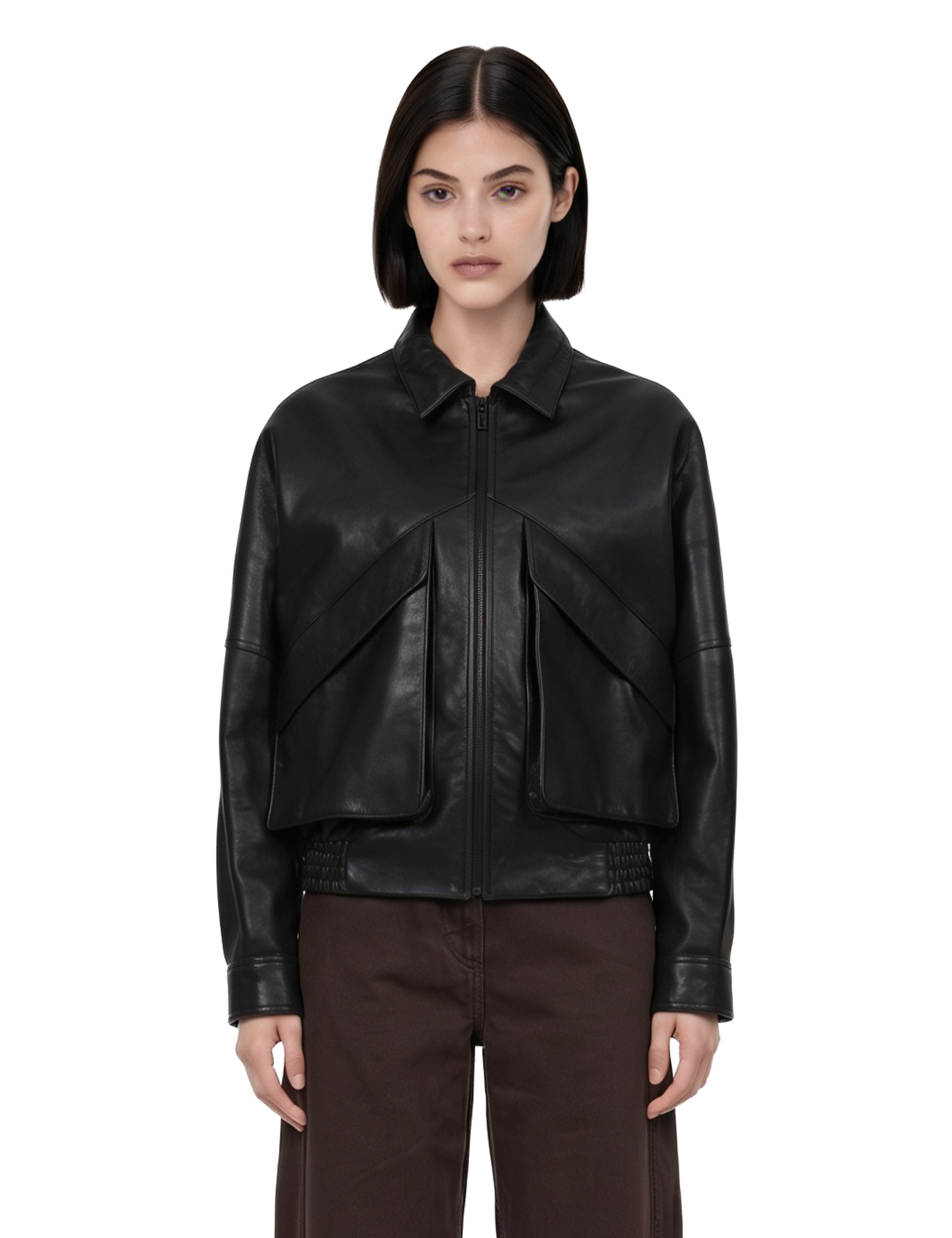 Giacca bomber cropped in nero 