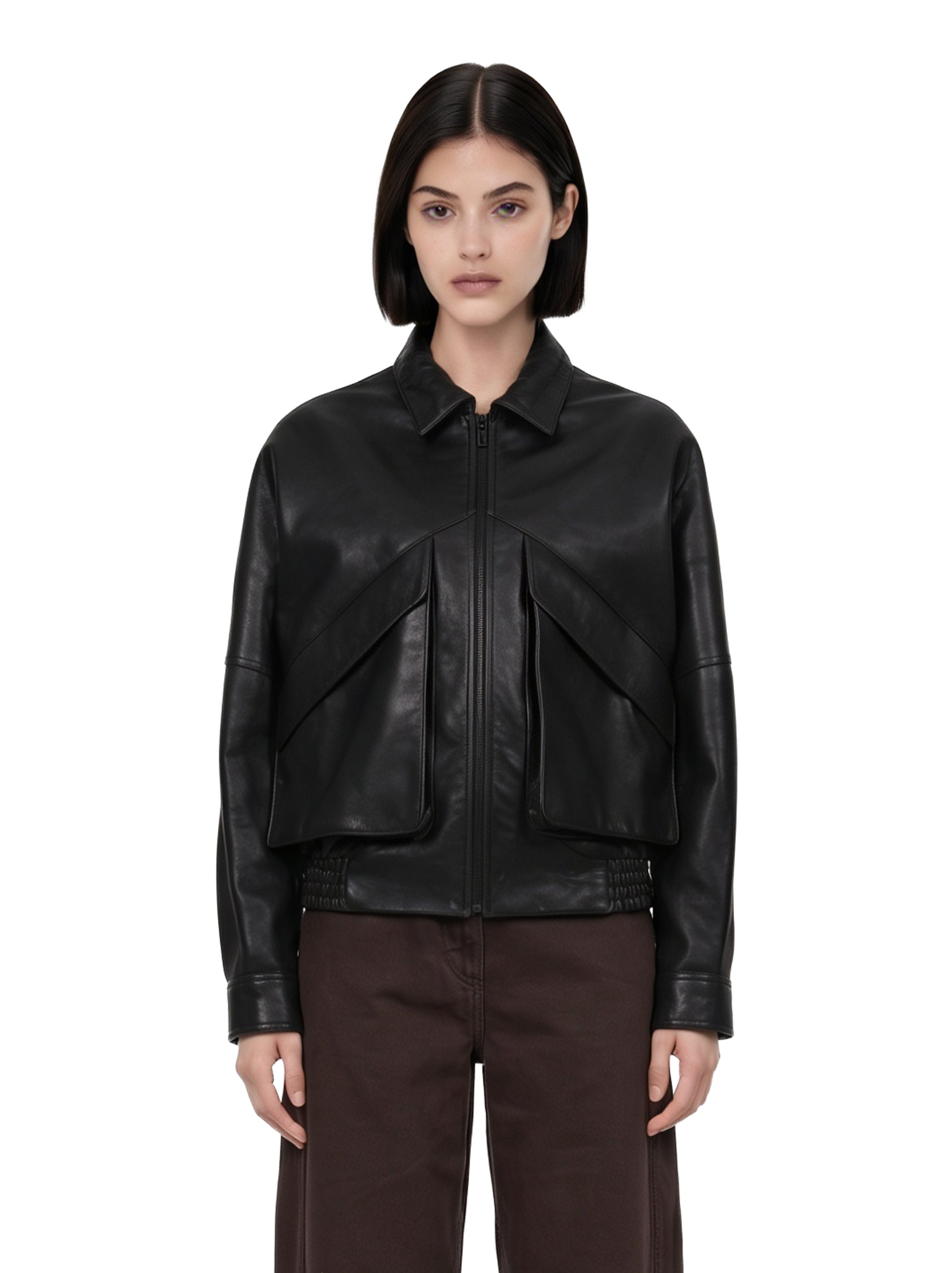Giacca bomber cropped in nero 