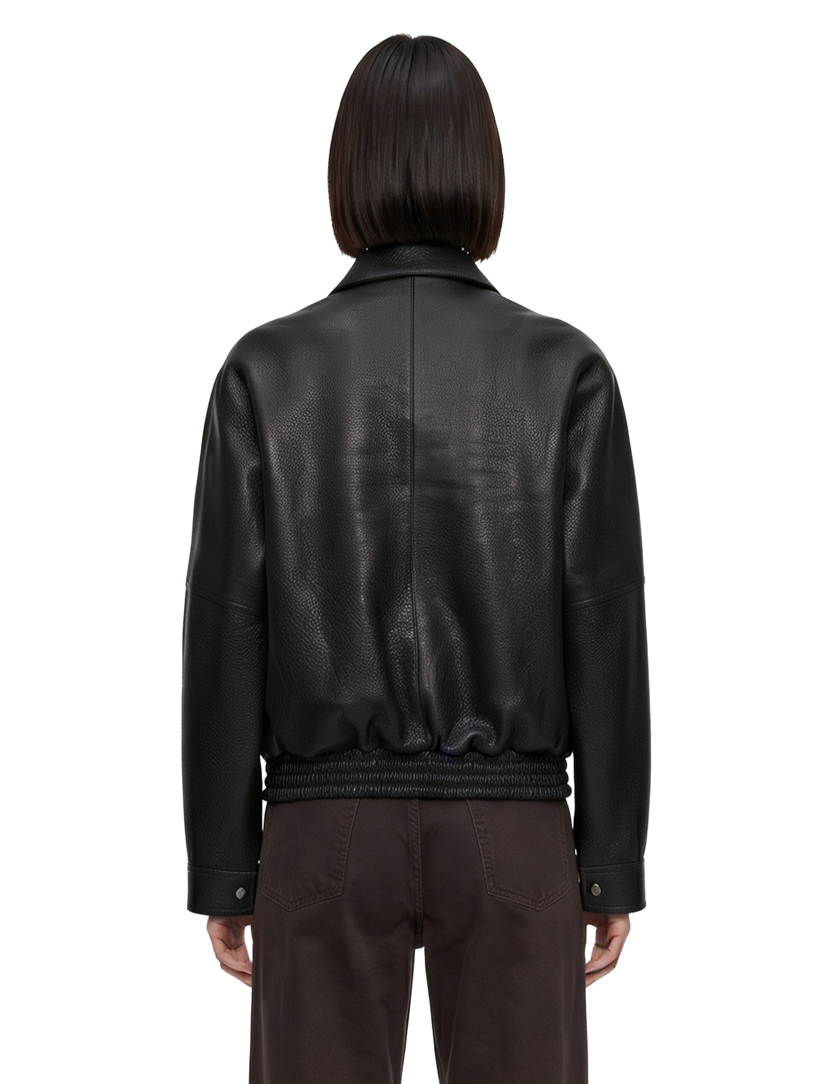 Giacca bomber cropped in nero 