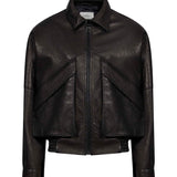 Giacca bomber cropped in nero 