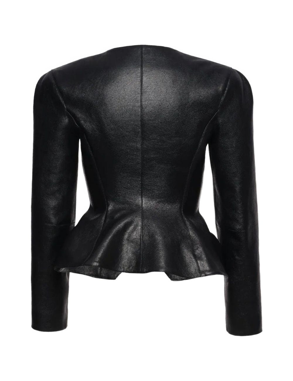Giacca in pelle con bottoni in nero 