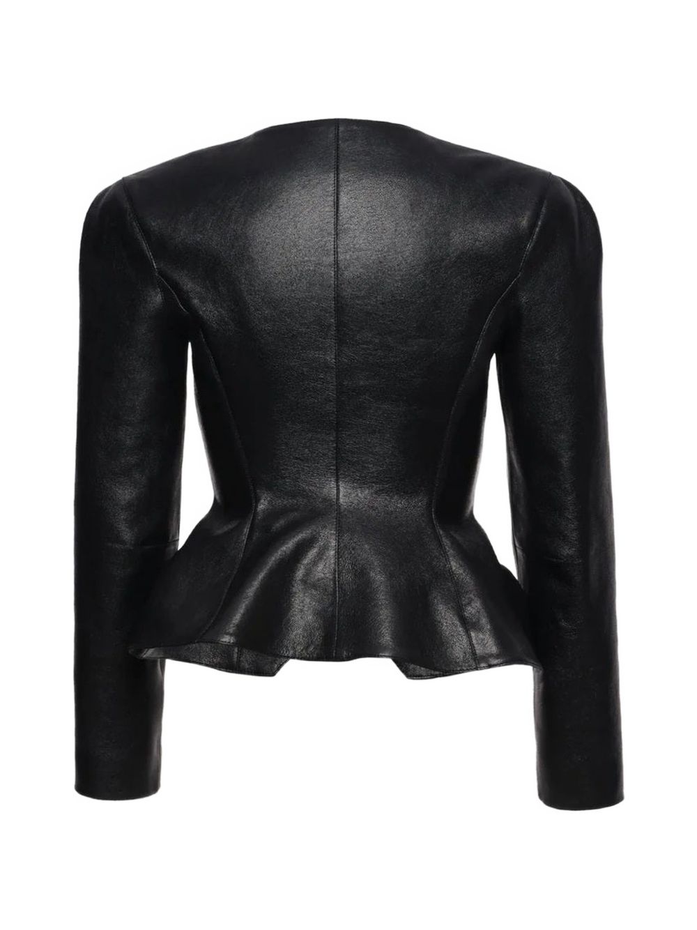 Giacca in pelle con bottoni in nero 