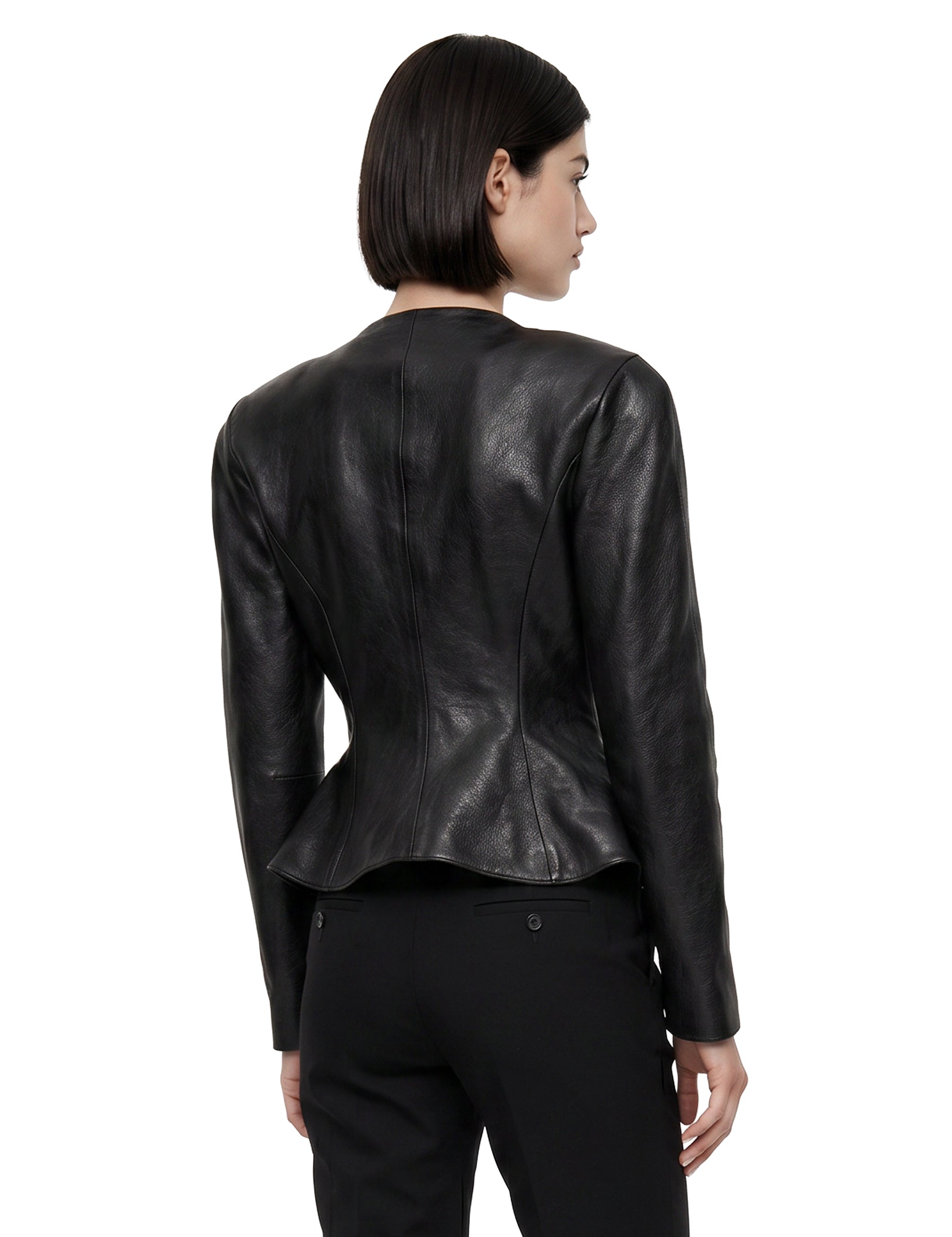 Giacca in pelle con bottoni in nero 
