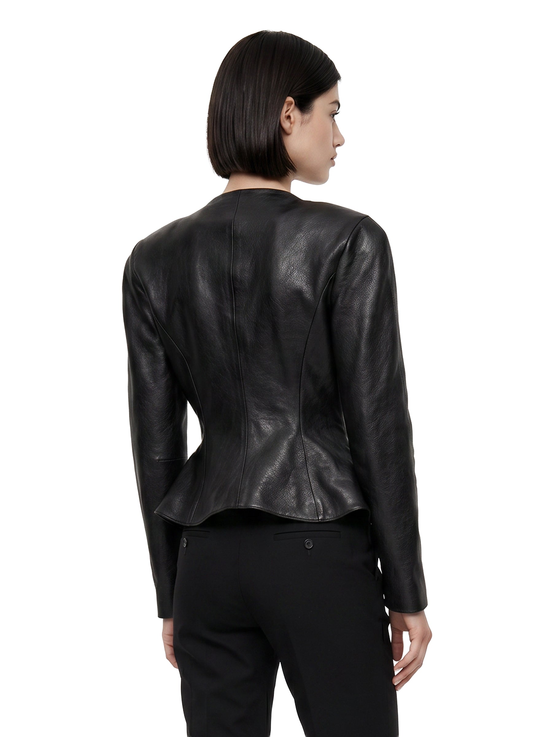 Giacca in pelle con bottoni in nero 