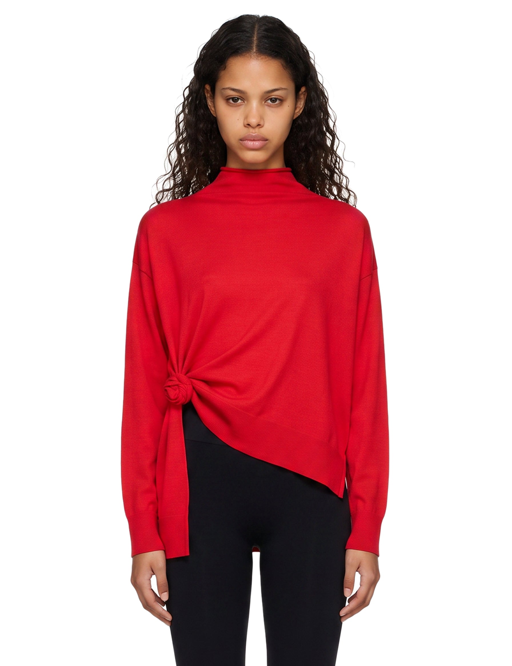 Maglione con dettaglio floreale con spacchi in rosso 