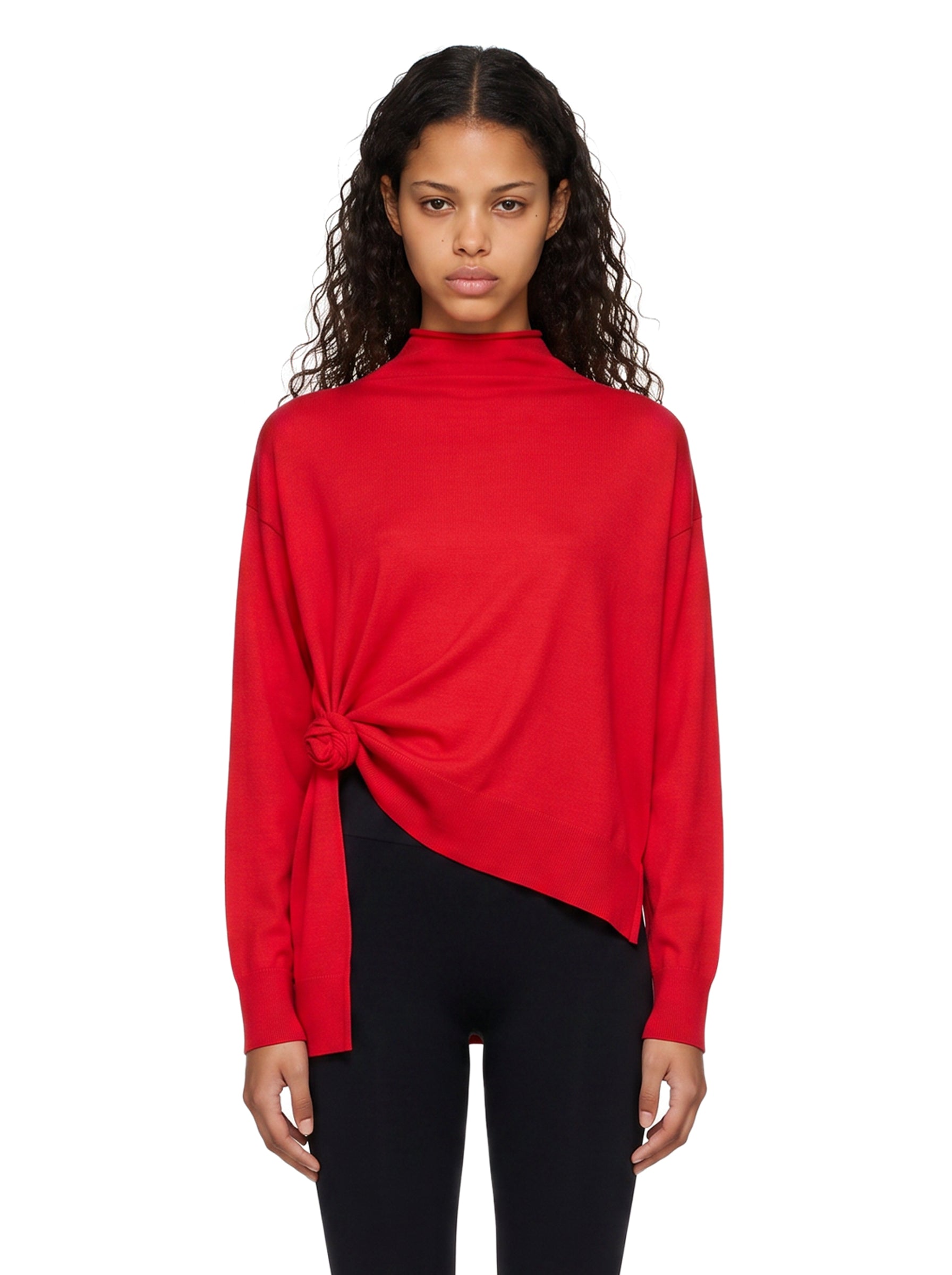 Maglione con dettaglio floreale con spacchi in rosso 