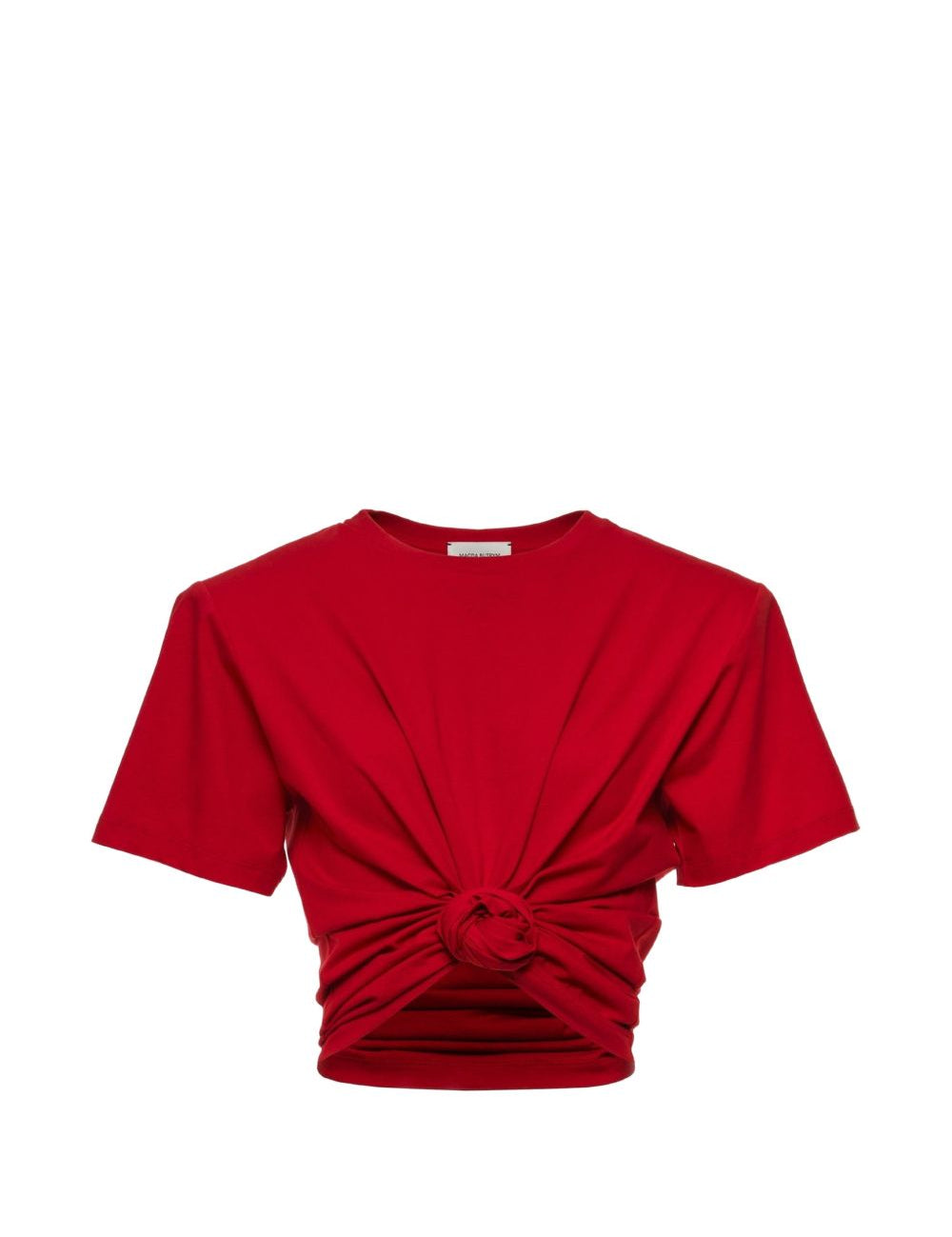 T-shirt crop con dettaglio a nodo in rosso 