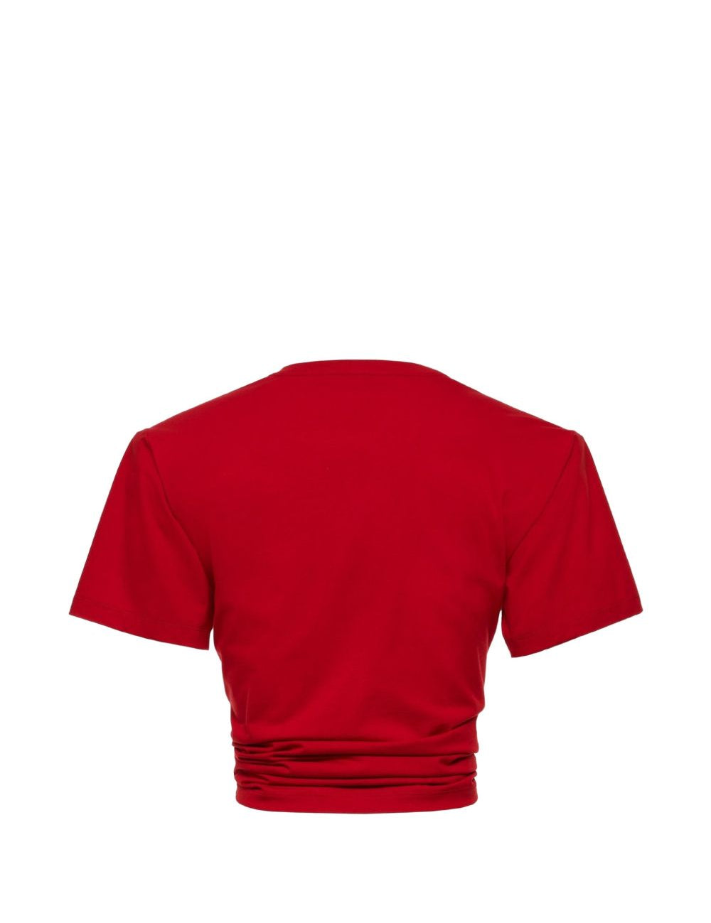 T-shirt crop con dettaglio a nodo in rosso 