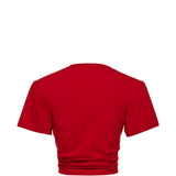 T-shirt crop con dettaglio a nodo in rosso 