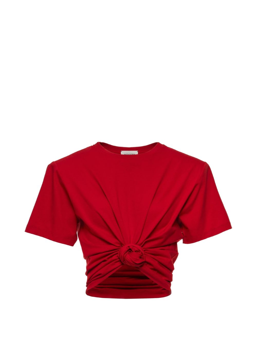 T-shirt crop con dettaglio a nodo in rosso 