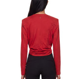 Top a maniche lunghe con nodo in rosso 