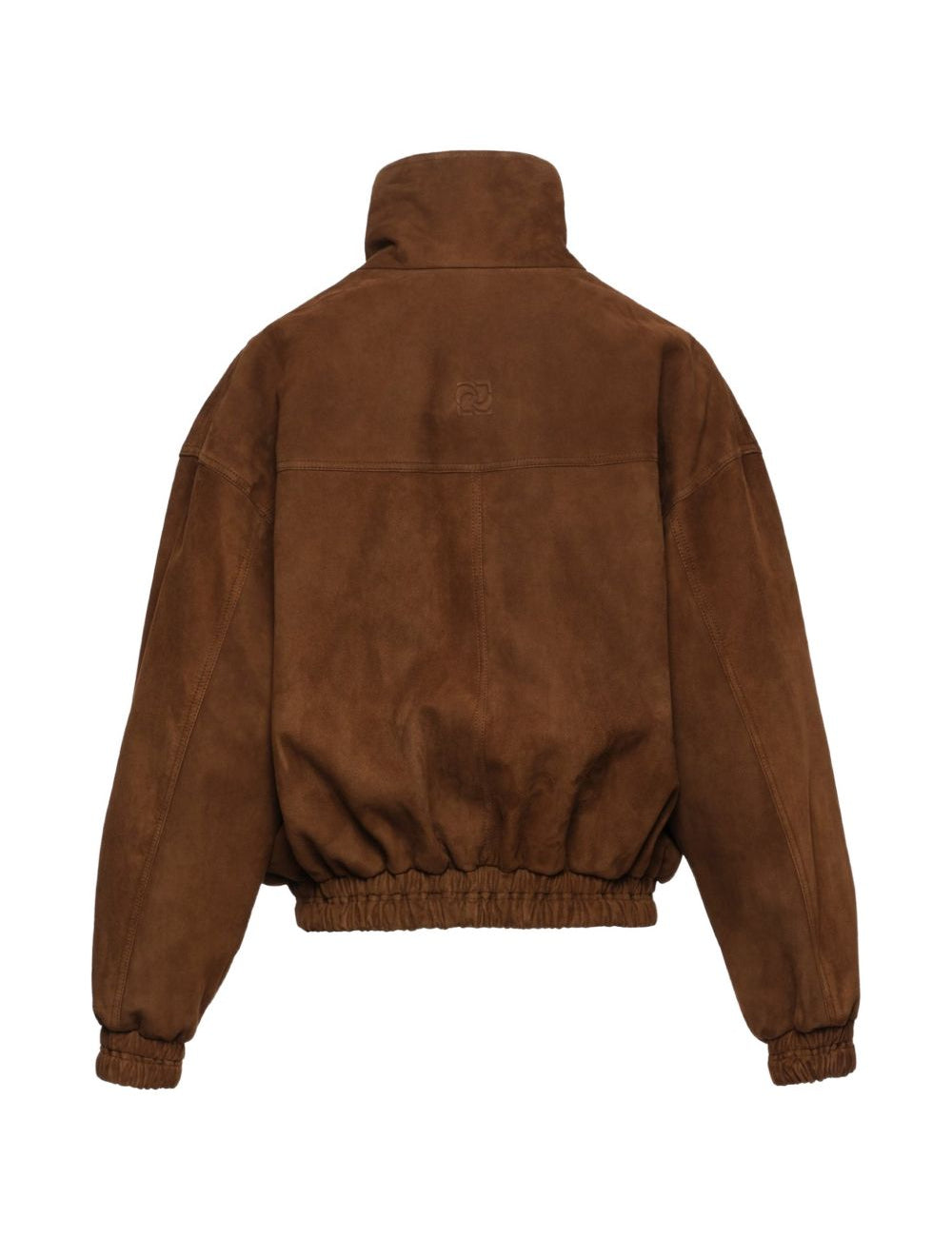 Giacca a collo alto in suede in marrone 
