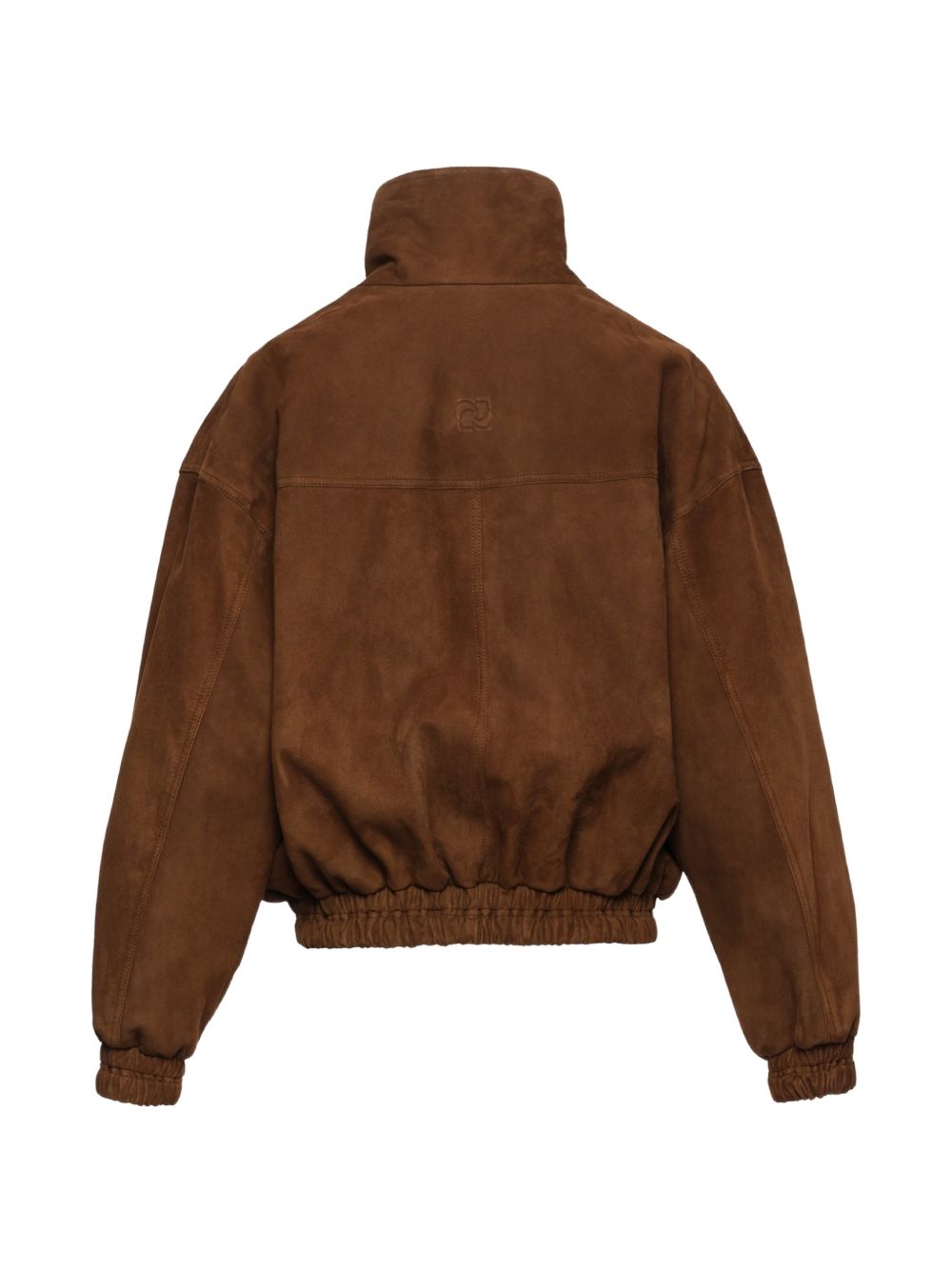 Giacca a collo alto in suede in marrone 