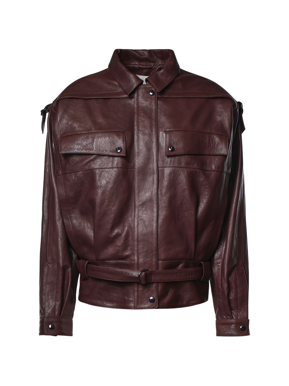 Giacca in pelle in bordeaux 